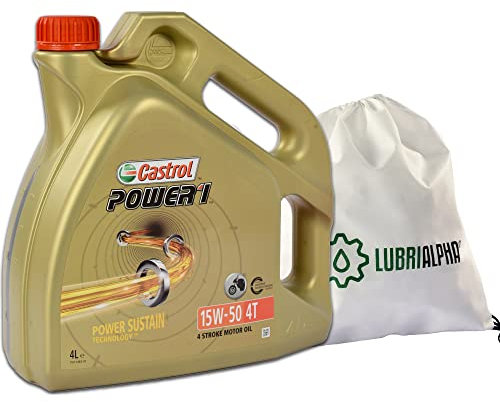 Olio motore 4 tempi 15w50 lubrificante Castrol Power1 4T 15W-50 con Portachiavi Cavatappi tanica 2x4lt