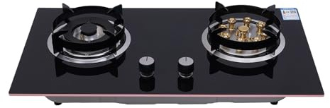 16x29 inch Gas Cooktops, 2 Burners Gas Cooktop with 2 Metal Knob, Burner Gas Stovetop Stainless Steel Built-in Gas Hob, Built-in Natural Gas Cooker Gas Stove for Kitchen, RVs, Apartments