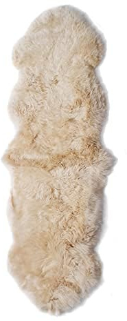 Nordic Sheep Alfombra de piel de oveja real de 2 x 6 pies, alfombras de piel de oveja para sala de estar y sofá, alfombras de noche para dormitorios, alfombra grande y esponjosa, transpirable y regula