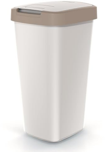 Mülleimer Müllbehälter Abfalleimer Biomülleimer Aschgrau mit Deckel Abfallsammler Mülltonne Papierkorb Schwingeimer (Braun, 45L)