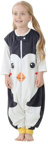 HAHASHOW Saco De Dormir Para Bebé Con Piernas Súper Suave y Cálido Manta Portátil Envolver Sin Mangas Para Niños Pequeños De 5 Años a 6 Años Pingüino