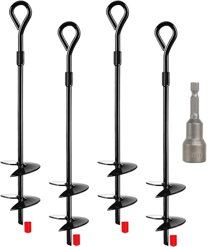 Markankare, markankare, dubbel helix 40 cm, antirost, 4 stycken, tältpinnar, starkt, stormankare, markankare, golvankare, gunga för carport, paviljong, camping, betetält