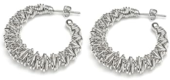 Vestopazzo örhängen c hoop dragspel, sätta cirkel dragspel effekt silverpläterad, Smycken. Nickel tested. Hantverk. Unisex.MI3105, medium, Sterlingsilver, Ingen ädelsten