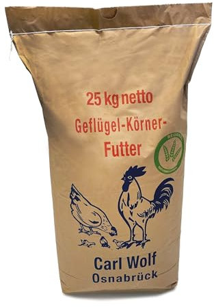 Carl Wolf - Geflügelkörnerfutter - 25 kg - Natürliche Premium-Qualität für gesundes Geflügel - Hühner - Enten - Regional - Naturbelassen - Ohne Gentechnik