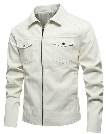 WOXIHUAN Giacca Pelle Uomo, Elegante Vintage Giacche in Pelle, Invernale Marrone Casuale Sottile Slim Fit Giubbino in Ecopelle, Primaverile Nero Bomber Corto Alla Moda Giubbotto