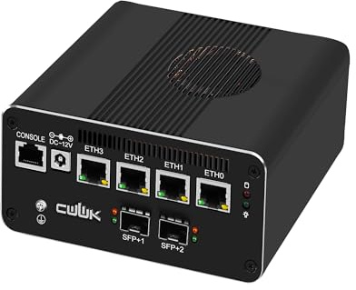 CWWK Mini PC Firewall Appliance Core i7-1185G7, 2 x 10GbE SFP+ Mini Computer with 4 x i226-V 2.5GbE LAN, S5 OPNsense Micro PC Barebone NO RAM/SSD/OS, 4K 3-Display, USB-C, AES-NI