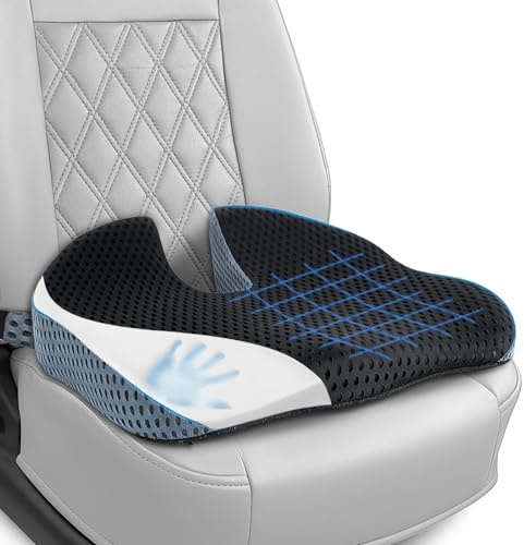 Yesay Cojín en cuña para Coche y Asiento Elevador de Coche, para Adultos, Espuma viscoelástica para Asiento del Conductor y Silla de Oficina (Negro)