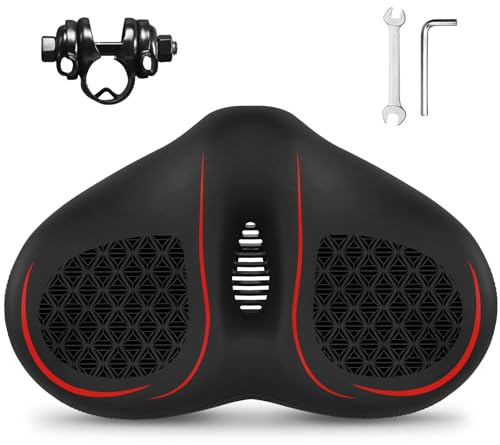 AEYINO Noseless Oversized Bike Seat for Men and Women,Comfortable Wide Bicycle Saddle Waterproof Soft Memory Foam Padded Replacement Cushion for MTB,Peloton,Mountain,City,Road,Exercise Bikes