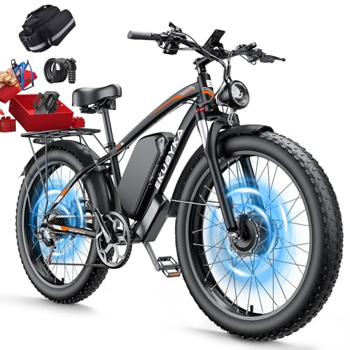Ekellaka 8000W Dual Motor Electric Bike for Adults, 48MPH Fast Ebike with 52V 36Ah Removable Battery, Up to 100 Miles Long Range, 24/26 Inch Fat Tire, Shimano 7-Speed, Shock Absorber Commuter E-Bike