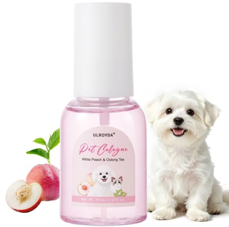ulroyda Colonia para perros con aroma a melocotón blanco y té oolong, perfume para perros y gatos, ayuda contra los malos olores, ligero y no pegajoso, cuidado del pelaje, 70 ml