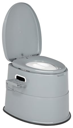 Bonnlo Toiletta Portatile e Staccabile in PP, WC Portatile con Secchio e Base Rimovibili,Vasino per Adulti, Anziani e Bambini da Viaggio e Campeggio (Grigio, 50 x 40 x 42 cm)