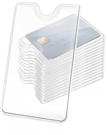 BTACGWP 12x Funda Tarjeta Crédito Rígida Transparente, Protector Tarjetas con Anillo, Fundas para Tarjetero Plástico, Alta Durabilidad, Ideales para Crear Billeteras y Organizar Credenciales.