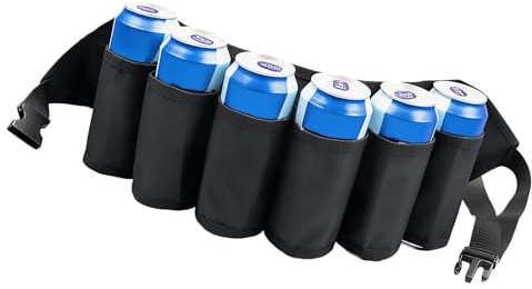 KAHDGSS Belt, Sodas Belt Holders, Adjustable 6Bottle Beers Waist Pack, Bottle Holders Drink Can Waist Pack Bag Drinking Accessories
