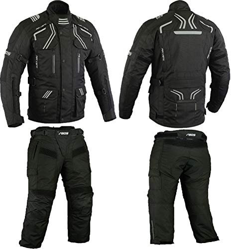BOSmoto Herren Kombi Motorradbekleidung Biker Anzug Zweiteiler Motorradkombi Schwarz (XL)