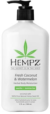 Hempz Natural Hemp Seed Oil Body Moisturiser Lotion Cream with Shea Butter and Ginseng 500ml/17 Fl.Oz - Fresh Coconut and Watermelon