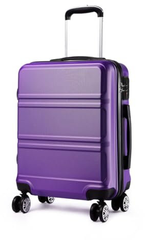 KONO Bagaglio a Mano 55cm Rigida e Leggero Trolley in ABS Valigie con 4 Ruote e TSA Lucchetto, Viola