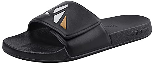 Knixmax Ciabatte Piscina Uomo Sandali da Mare Leggero Antiscivolo Pantofole per Spiaggia, Bagno, Doccia, Interni ed Esterni Nero 46/47EU