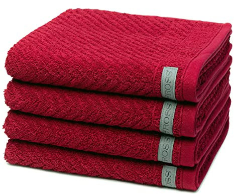 Ross - 4 teiliges Frottier-Set - Smart (4 X Handtuch im Set) - 520 g/m2 - Baumwolle - Frottee - saugstark - weich und flauschig - Marsala