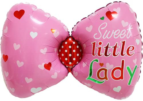 DIWULI süße Fliege Luftballon Little Lady, Baby Folien-Ballon für Geburt, Welcome Home Baby Party, Kinder-Geburtstag, Folien-Luftballon, Geschenk-Deko, Dekoration