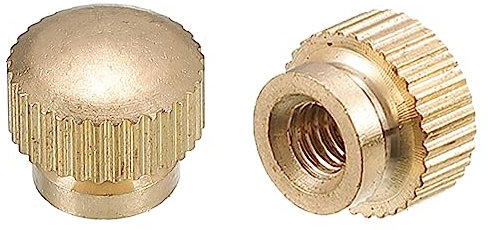 QUARKZMAN Zigrinato Pollice Dadi, 10pz M4 x D9.5mm x H8mm Ottone Zigrinato Dado con Collare Alto Testa Ceco Foro Zigrinato Pollice Dadi per Stampante 3D Parti