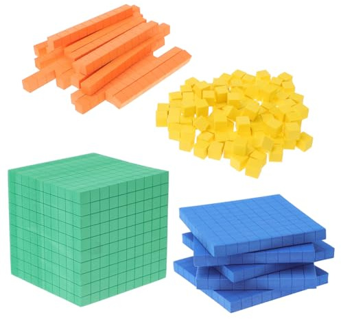 Gadpiparty Base Ten Blocks, Base 10 Maths Equipment, Value Counting for Kids, Hands-On Math Learning Tool for Kindergarten & Early Childhood Education