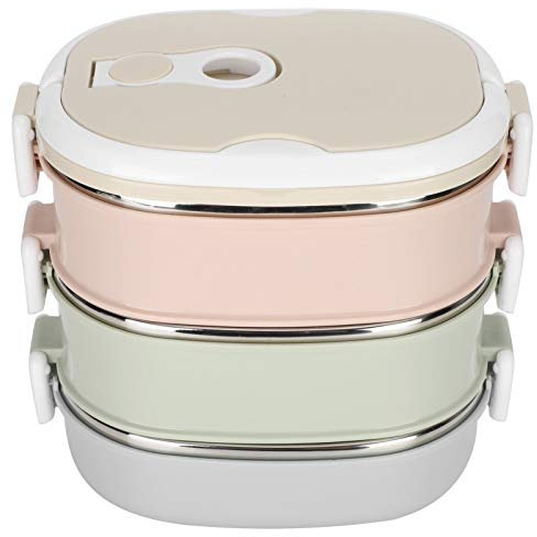 Aramox Portátil de Acero Inoxidable con Aislamiento Térmico, Portátil, para el Trabajo de los Niños y Estudiantes (3 Capas)