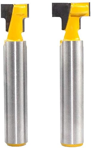 Itian 2 Stücke Fräser Schaft Cutter, T-Nutfräser Set, Stahl Griff Bit Holzbearbeitungswerkzeug Bit, 8mm Schaft Holz Nutfräser Set für Oberfräse, Zweischneidig Gerade Fräser