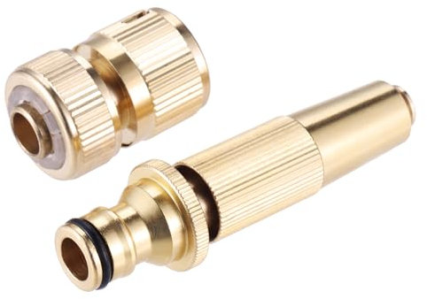 DRELD 2PCS Messing Gartenschlauch Düse Set Verstellbar, Reinigungsspritze für 13mm (1/2) Schlauch, Hochdruck Messing Düse mit Schnellanschluss, für Garten Bewässerung
