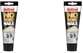 UniBond No More Nails Invisible, Heavy-Duty Clear Glue, Strong Glue for Wood, Ceramic, Metal & More, Instant Grab Mounting Adhesive, 1 x 184g Tube (Pack of 2)