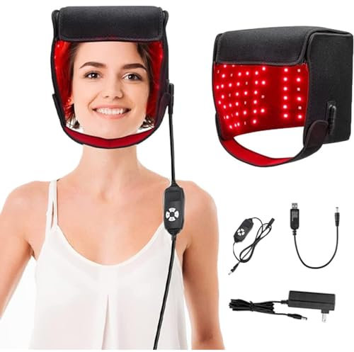 PODEC Red Light Therapy Hat, 215Pcs Leds 660Nm & 850Nm Near Infrared LED Therapy Device with 5-30 Min Timing and 5 level adjustable, for Hair Loss Promote Hair Fast Regrow Care