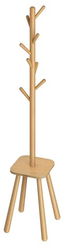 VASAGLE Garderobenständer, Kleiderständer, mit 8 Haken und Ablagefläche, 170,5 cm hoch für Mäntel, Hüte, Taschen, Eingangsbereich, Flur, Schlafzimmer, naturbeige RCR033N01