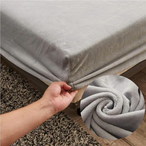 HIGHDI Drap Housse 90x200 en Polaire Bonnet 30 cm, Gris Clair Velours Drap Housse Enfant- Fitted Sheet Epais 1 Personnes, Flanelle Brossée avec Une Rebord Élastique