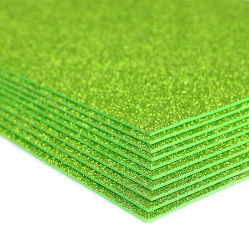 10PCS Foam Sheets Crafts,Glitter Crafts Cardstock Paper,Glitter EVA Foam Sheets Green,A4 Glitter Paper for Crafts