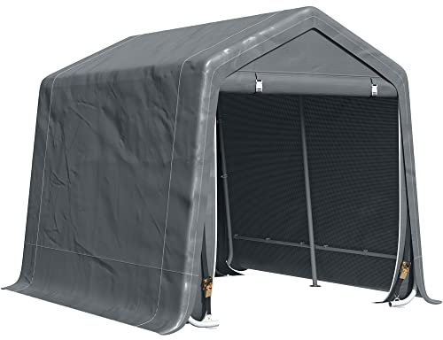 Outsunny Abri de Jardin, Tente de Stockage, 2 Portes zippées, Cadre métallique, abri de vélo, Protection Contre la Pluie légère et Le Vent, 280 x 240 x 240 cm, Gris foncé