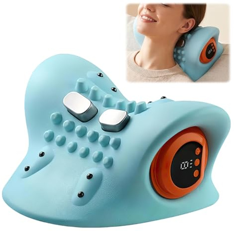 Neck Massagers, Neck Massager Relaxer, Heated Pillow, Neck Stretcher for Neck Pain, Heating and Vibration, Rechargeable Cervical Necks Massager, Neck Shoulder Cervical Traction Device