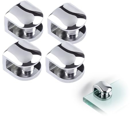 4 Piezas Soporte Estante Cristal, Abrazadera de Vidrio Ajustable Soporte, Soporte Espejo Pared, Aleación de Zinc Soporte para Vidrio de 8-10 mm de Espesor