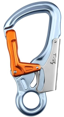 T-Fly Auto Locking Carabiner 35KN (7868 lbs), UIAA Certified 5.5 Climbing Rock Carabiner, Heavy Duty Captive Eye Snap Hook with Double Lock Design for Rappelling, Climbing, Ropes (Blue & Orange)