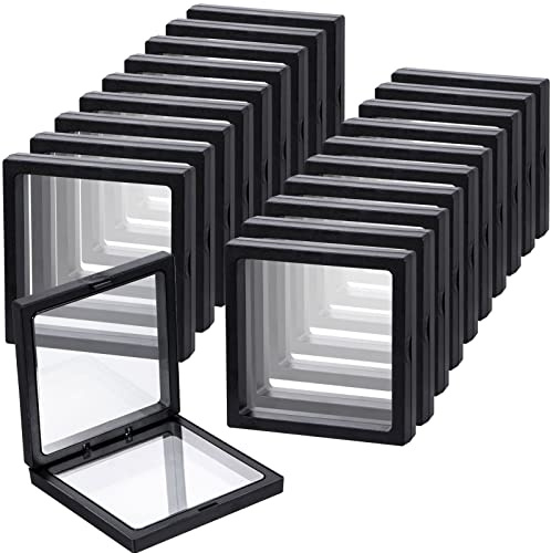 sdoot Black 3D Floating Frame Display Holder Stands, Coin Display Stands Set of 20 3D Floating Jewelry Frame for Challenge Coins, AA Medallions, Jewelry- 3.5 x 3.5 x 0.8 Inches