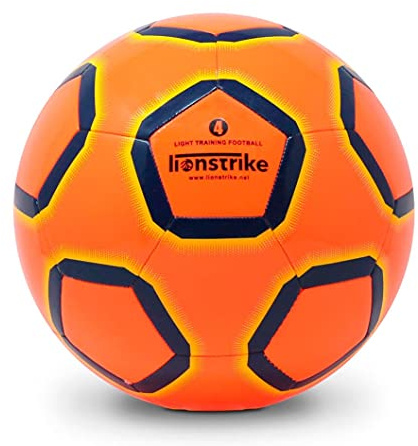 Lionstrike Size 4 Lite Football With NeoBladder Technology, Light Kids Soccer Ball (Age 7-13) Boys/Girls Indoor or Outdoor Training/Coaching Football (Orange)