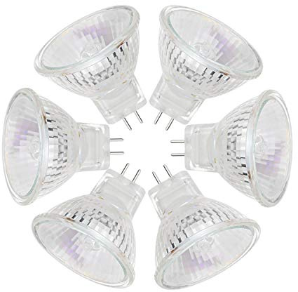 EKSAVE MR11 Halogen Bulbs 12V 20W GU4 Bi-Pin Base Spotlight Dimmable Glass Cover 35mm Diameter Warm White 2700K（Pack of 6）