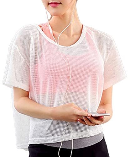 ORANDESIGNE Femme Mesh Crop Top Y2k Sexy Transparent Haut T-Shirt en Résille Perspectif Manches Longues Dentelle Slim Fit Fête Blouse Clubwear