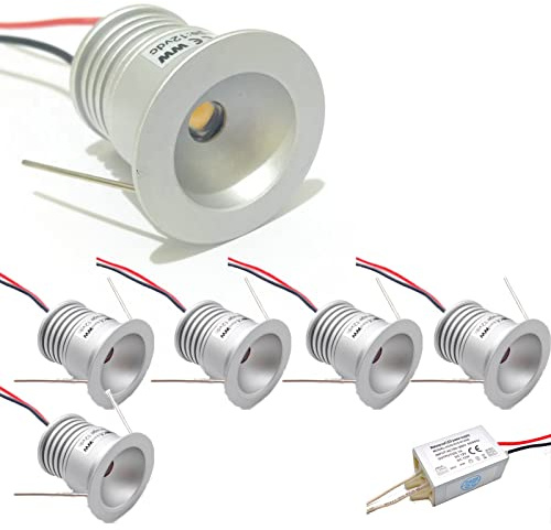LGJEGD 12v Empotrable de luz Led 1W IP65 Mini Led Spot Spot 25mm Bombilla Kit de Iluminación de Techo al Aire Libre, 6 Pack (Color : Warm White, Size : 30 Degrees)