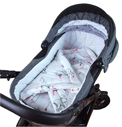 Babylux Einschlagdecke BABYHÖRNCHEN 75 x 75 cm Baby Neugeborene Erstausstattung (125. Elefanten Rosa)