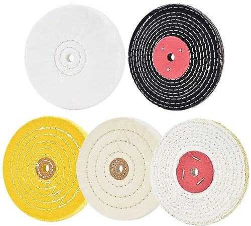 5 Pcs disque polissage, disque de polissage, Disque de polissage de 150 mm, Disque de Polissage pour Touret avec Trou à Ardillon 1/2 (1,27 cm)