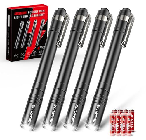 GEARLITE Mini LED Taschenlampe, IPX4 Wasserdicht Stiftlampe, Handheld Klein, Perfekt für Inspektion, Arbeit, Reparatur, Zuhause, Notfälle (Inkl Batterien)