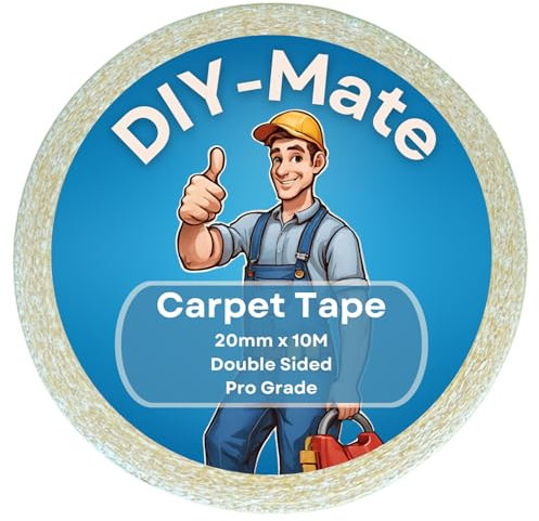 DIY-Mate Rug Gripper and Carpet Tape 20mm x 10M - Strong Double Sided Tape Heavy Duty Usage as an Anti Slip Rug Underlay and Carpet Grippers