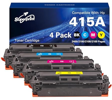 Superprint 415A Toner Multipack Kompatibel für HP W2030A W2031A W2032A W2033A 415A 415X Tonerkartusche für Laserjet Pro M454dn M454dw MFP M479dw M479fdn M479fdw (Norm)