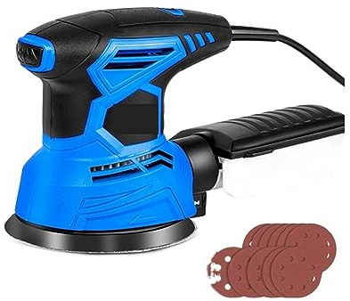 Amoladora húmeda Lijadora eléctrica Orbital aleatoria de 300W con 21 Uds. De lijas de 125mm, pulidor de recolección de polvo fuerte Pulido más fácil, mejor y más rápido