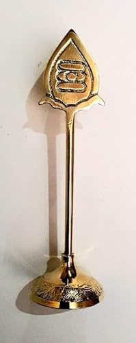TRV Traditional Lord Murugan Vel, 16,5 cm, latón amarillo con base en relieve