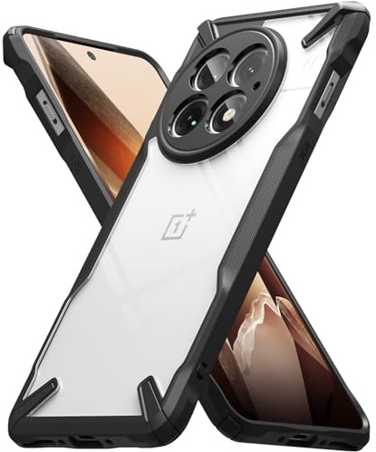 Ringke Fusion-X Compatible con Funda OnePlus 13, Las Esquinas Más Pesadas Ayudan al Dispositivo a Aterrizar sobre Sus Bordes, Patrón Antideslizante - Black